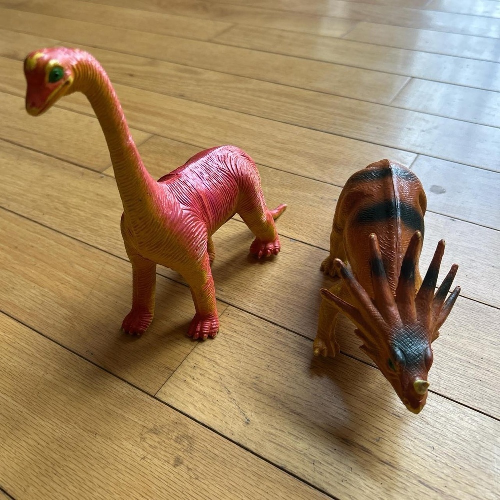 Imperial Vintage 1980s Collectable Dinosaurs Styracosaurus and brontosaurus